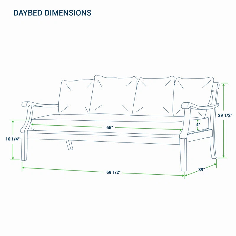 Arizona 69.5'' Solid Teak Outdoor Daybed with Oyster Cushions β Natural Honey Finish