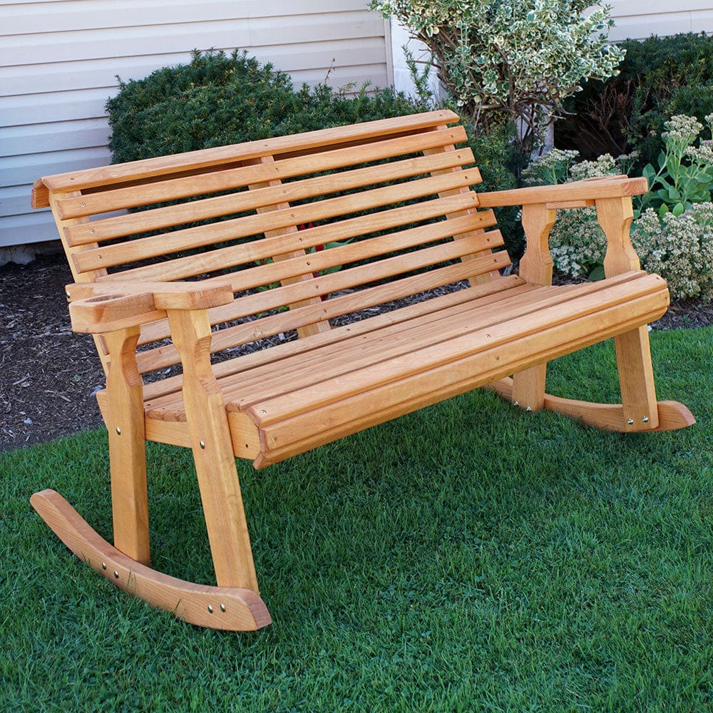 Roll Back Outdoor Double Rocker Bench β 800 lb Capacity by Amish Casual