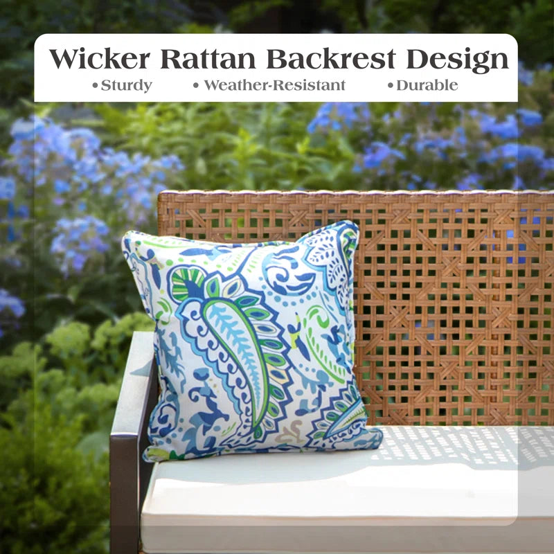 Armantine Darb 4-Person Wicker Patio Set | Acacia Wood Table & Cushioned Seating