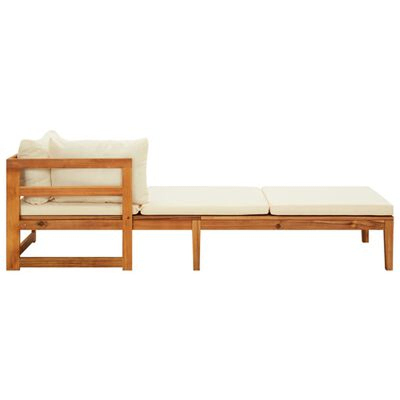 Garden Lounge Set Cream White Solid Acacia Wood 3 Piece Set