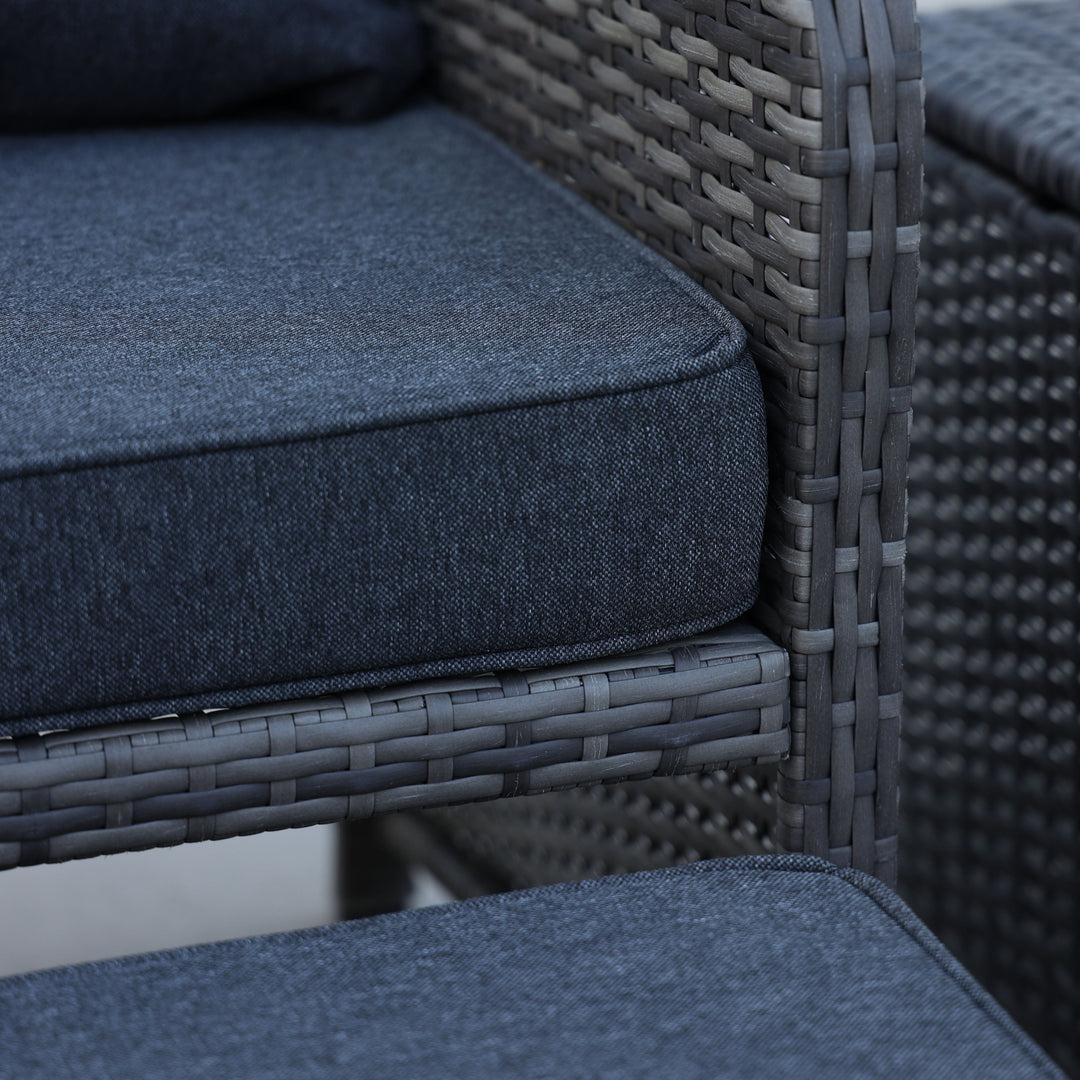 5-Piece Wicker Outdoor Patio Set β Chairs, Ottomans & Coffee Table | Space-Saving Design