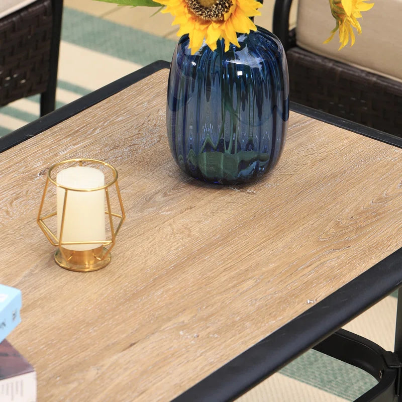 Argyri Outdoor Patio Coffee Table β Rustic Resin Top with Powder-Coated Steel Base