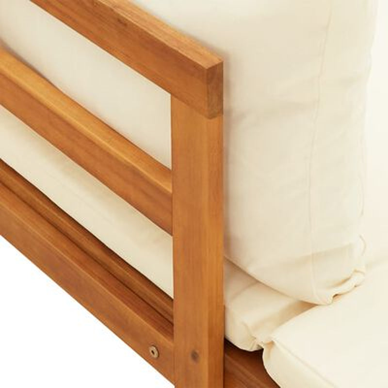 Garden Lounge Set Cream White Solid Acacia Wood 3 Piece Set
