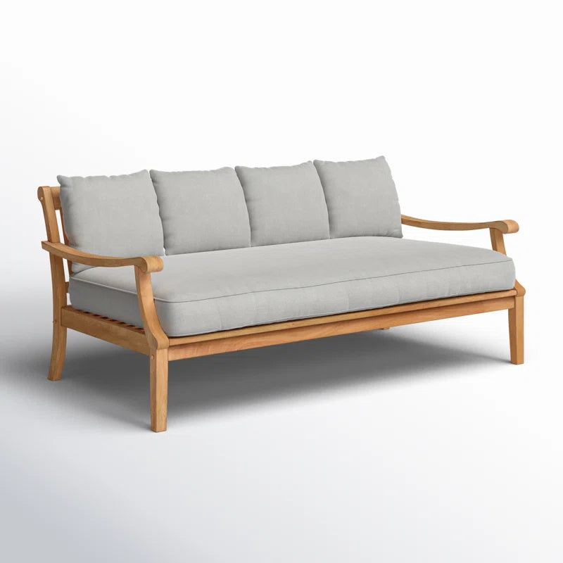 Arizona 69.5'' Solid Teak Outdoor Daybed with Oyster Cushions β Natural Honey Finish