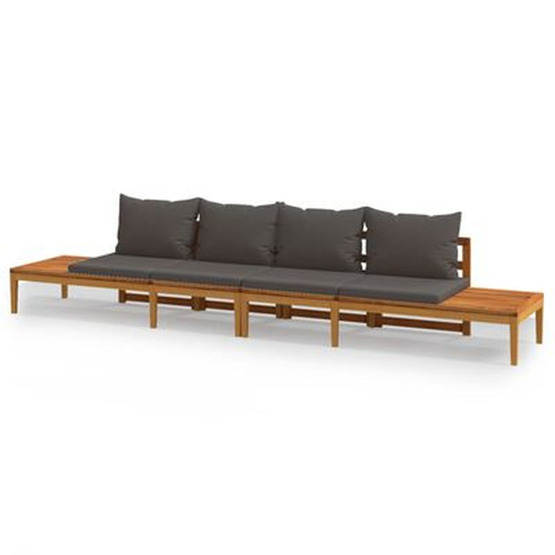 Garden Lounge Set Cream White Solid Acacia Wood 3 Piece Set