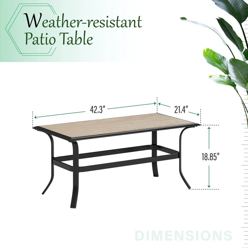Argyri Outdoor Patio Coffee Table β Rustic Resin Top with Powder-Coated Steel Base