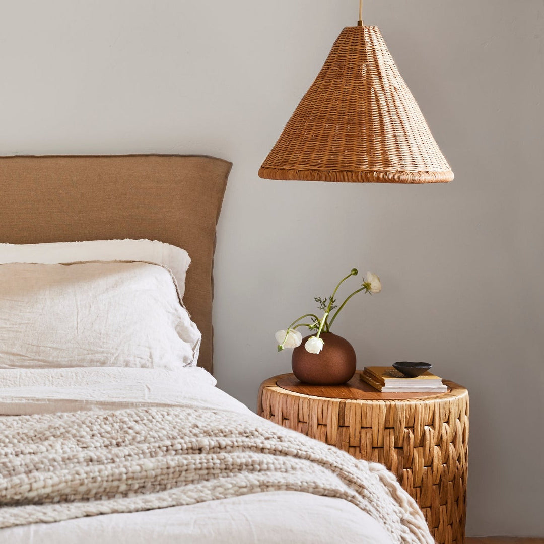 Puebla Handwoven Side Table β Teak & Seagrass Accent Table