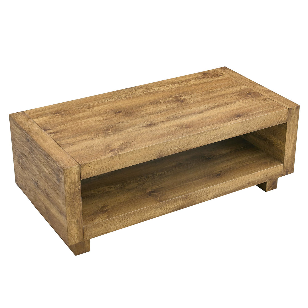 Mid-Century Modern Natural Wood Coffee Table β 47" Rectangular MDF Design