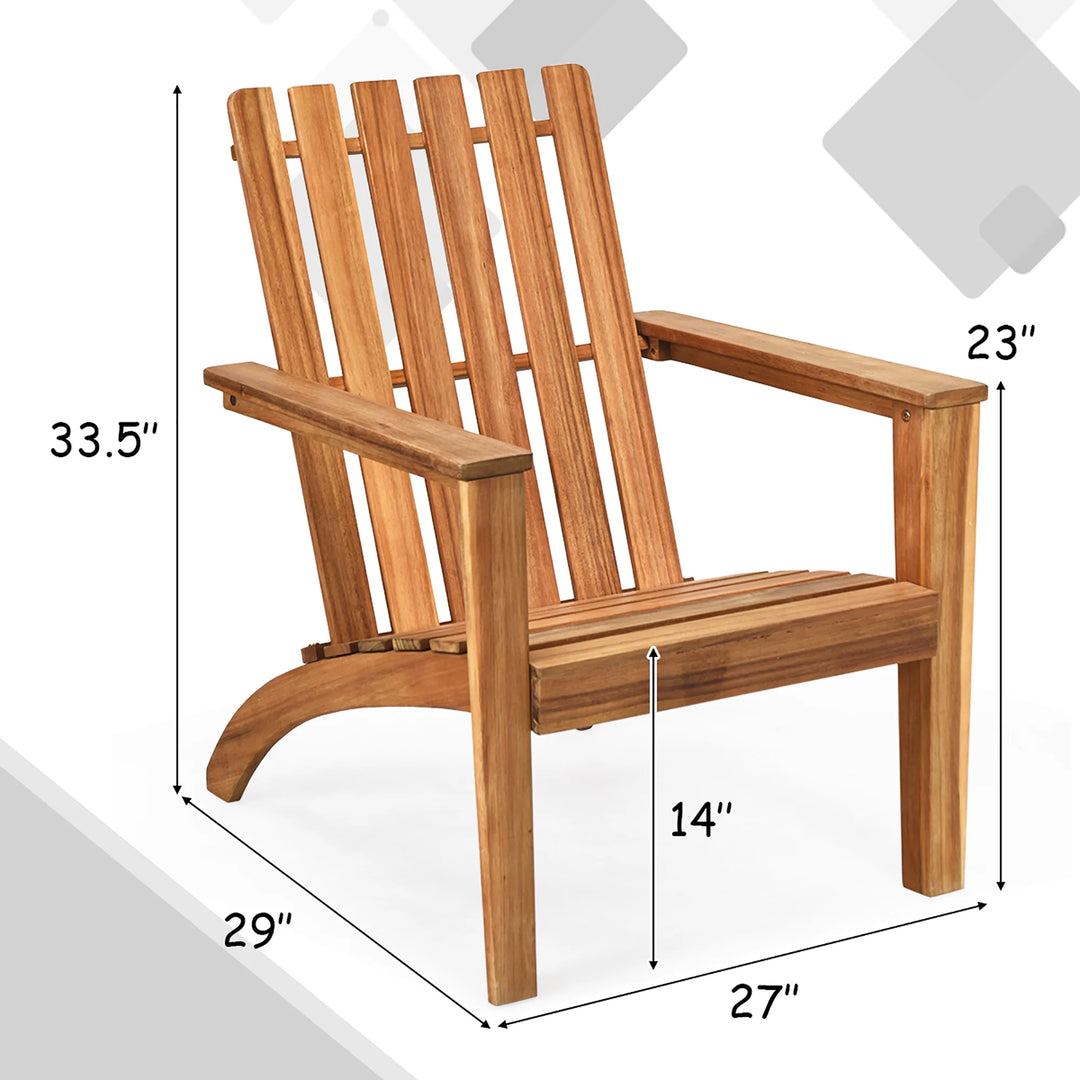 Acacia Wood Adirondack Chair | Outdoor Lounge Armchair | Natural Finish