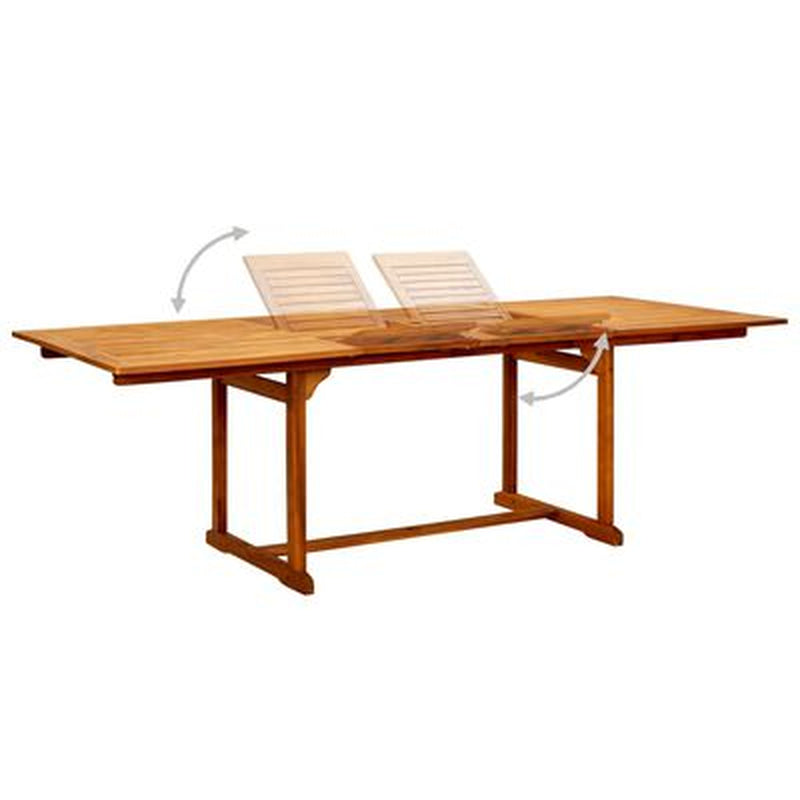 Extendable Acacia Wood Garden Dining Table – 63" to 94.5" Rustic Outdoor Table
