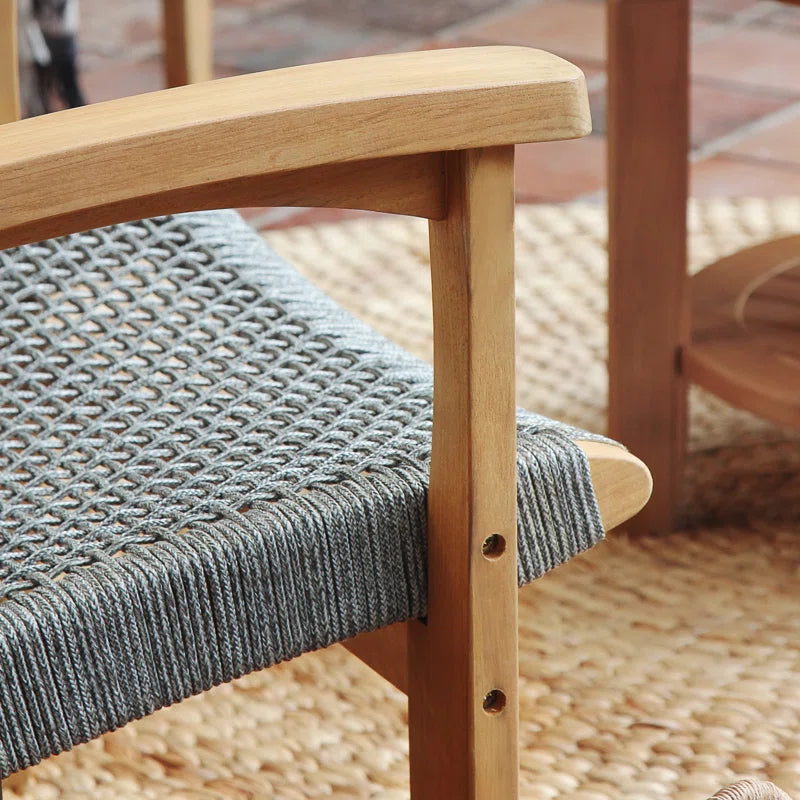 Cantera Outdoor Lounge Chair – Solid Teak Wood & All-Weather Poly-Rope