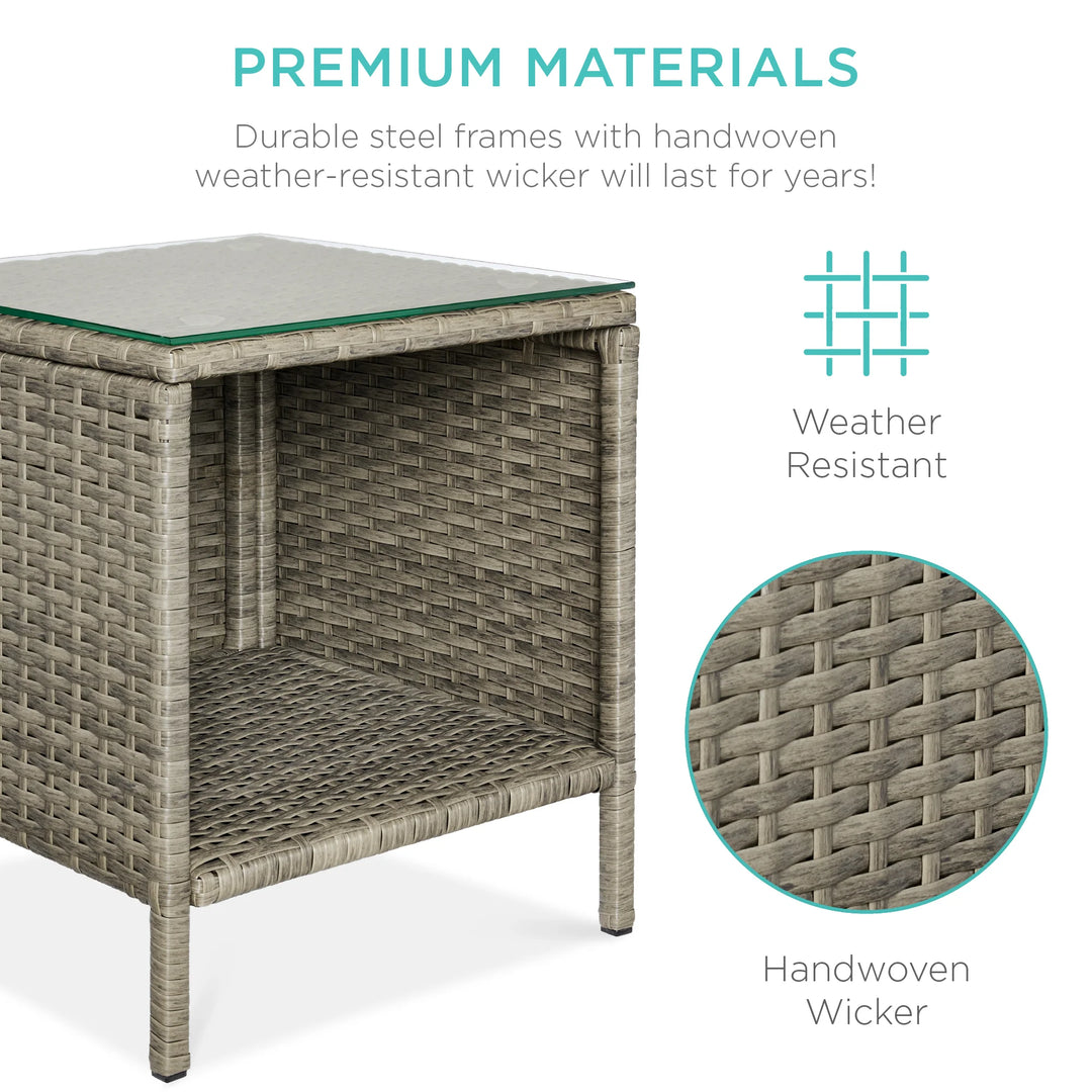 3-Piece Wicker Patio Bistro Set with Storage Table
