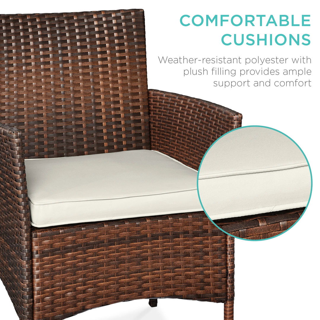 3-Piece Wicker Patio Bistro Set with Storage Table