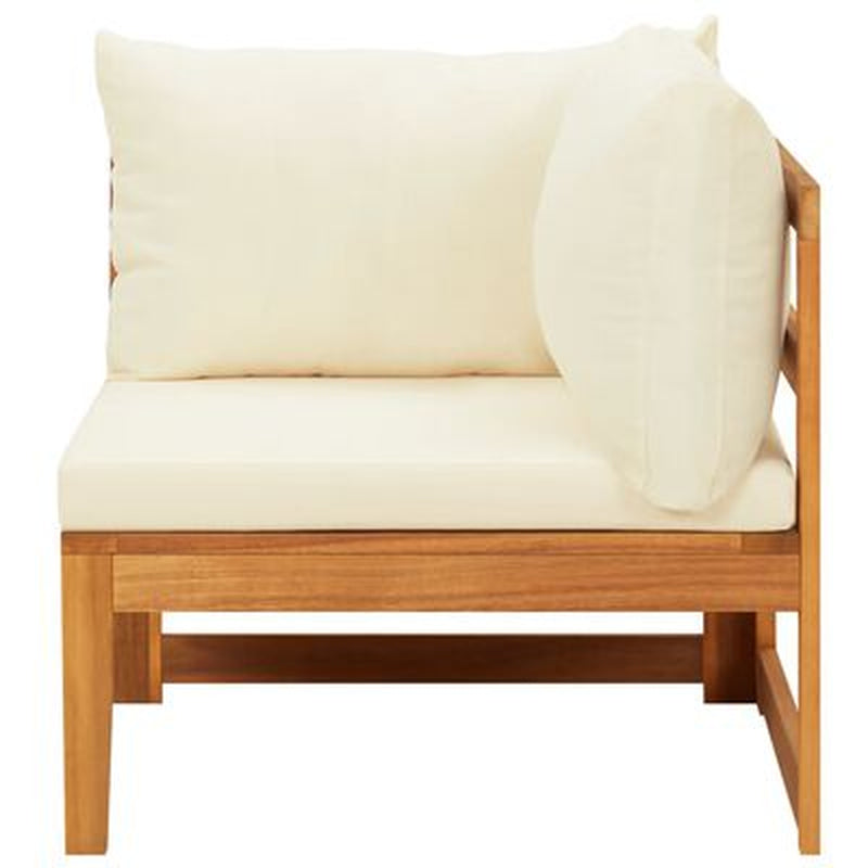 Garden Lounge Set Cream White Solid Acacia Wood 3 Piece Set