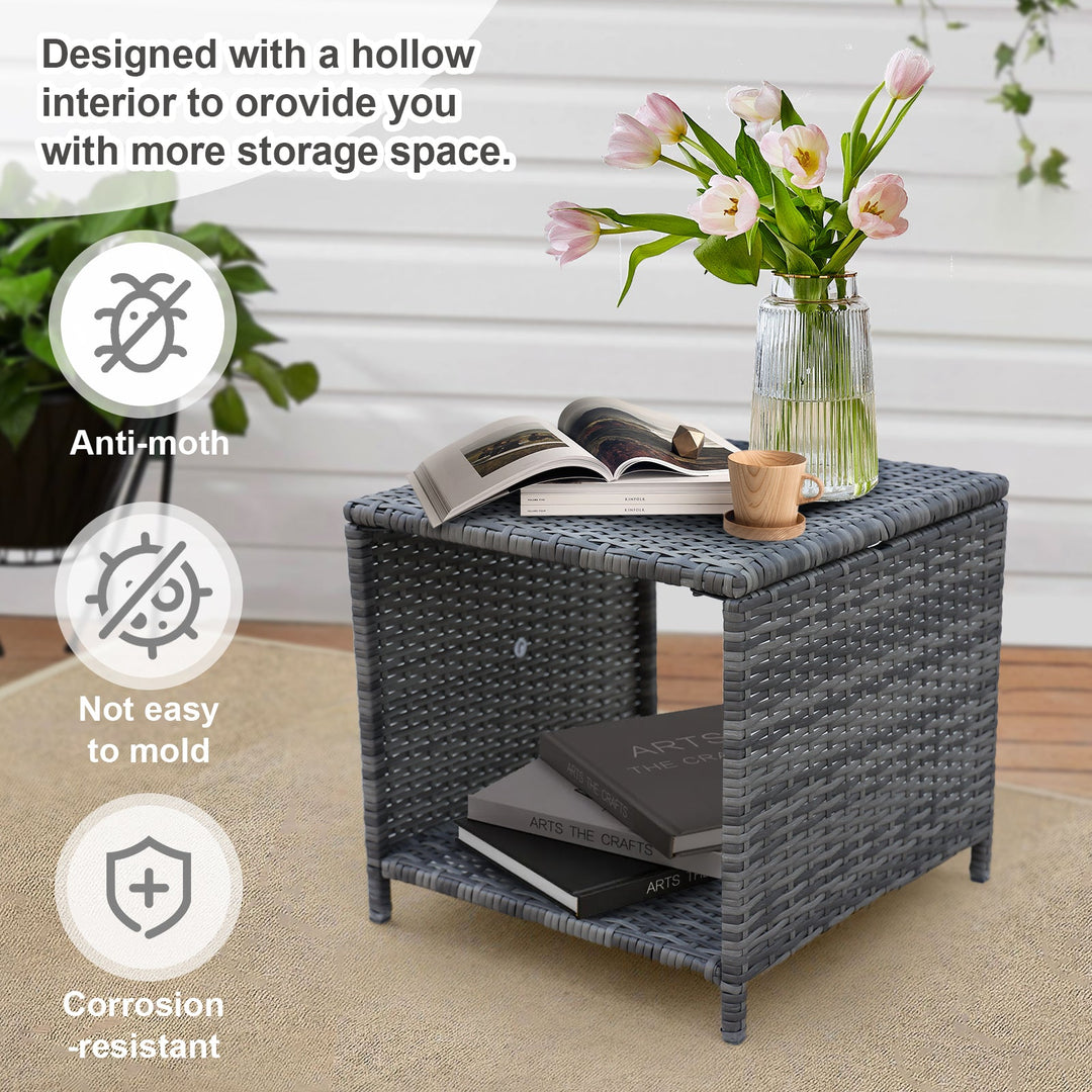 5-Piece Wicker Outdoor Patio Set β Chairs, Ottomans & Coffee Table | Space-Saving Design