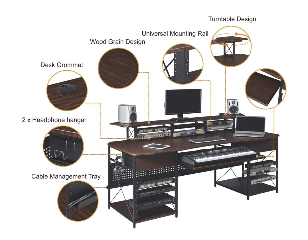 Musiea EX200 Pro Studio Desk with 3x4U + 2x9U Rack Bays