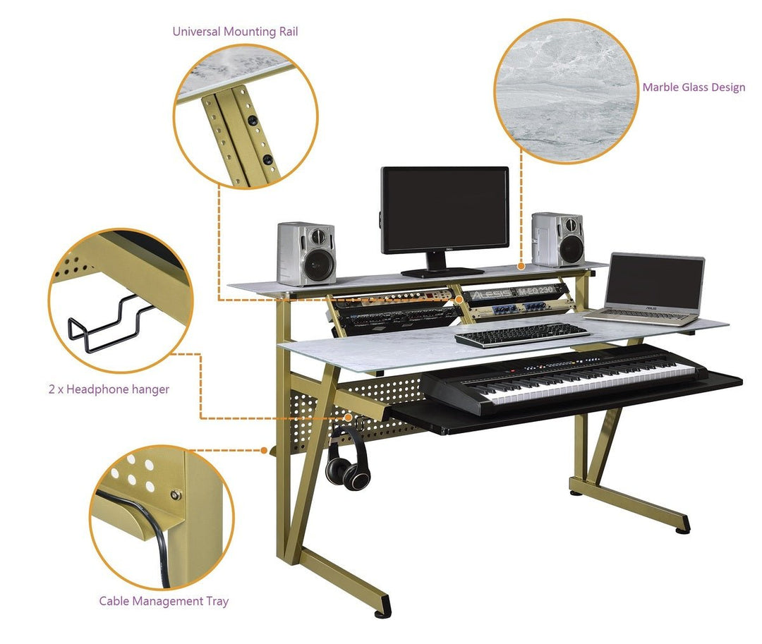 Musiea IM200 Glass Studio Desk with 2x4U Rack Bays