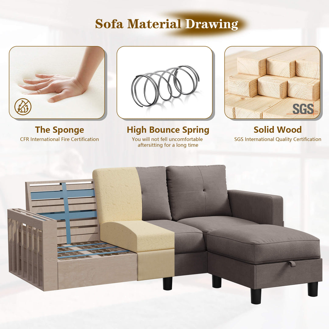 3-Seat Modern Sectional Sofa with Reversible Chaise – Contemporary Comfort for Modern Living