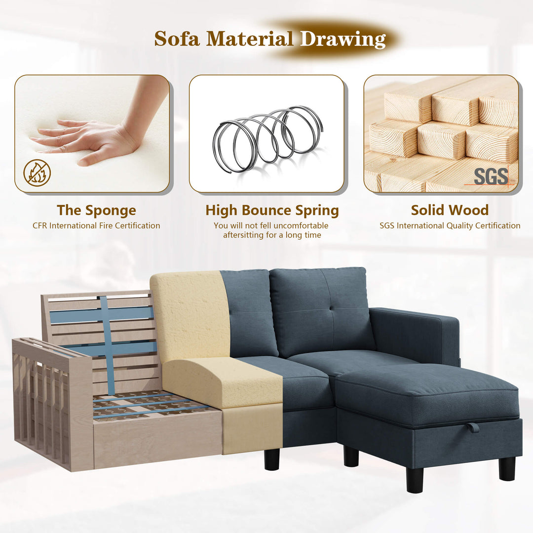 3-Seat Modern Sectional Sofa with Reversible Chaise – Contemporary Comfort for Modern Living