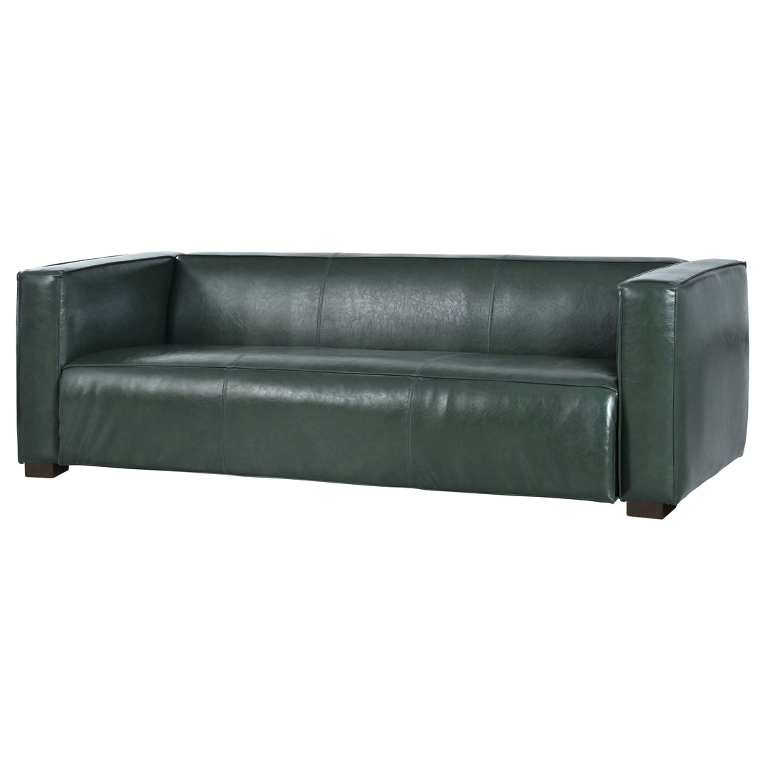 80.3" Green PU 3-Seater Tuxedo Sofa