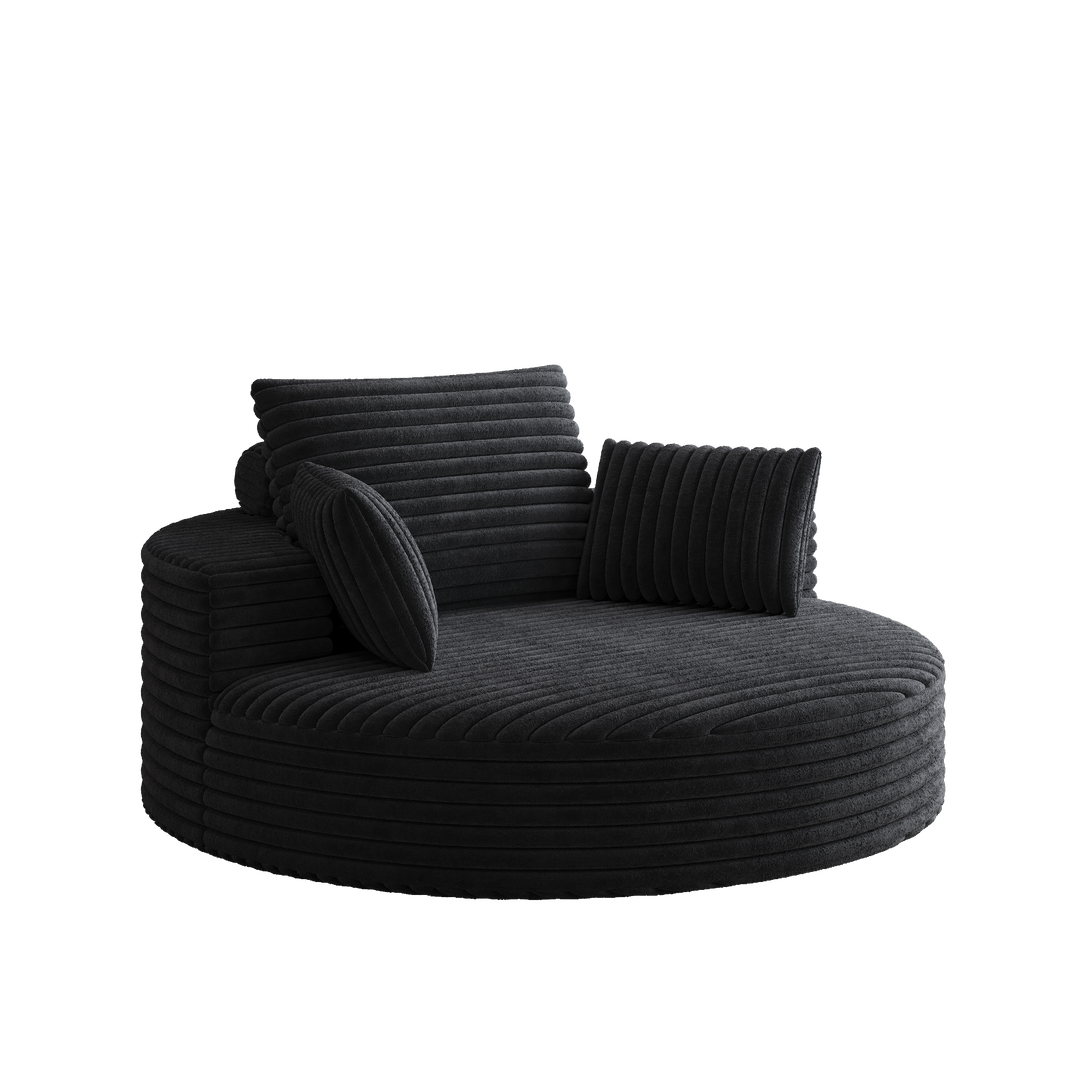 55" Corduroy Foam Swivel Chair, Modern Sleeper, Black