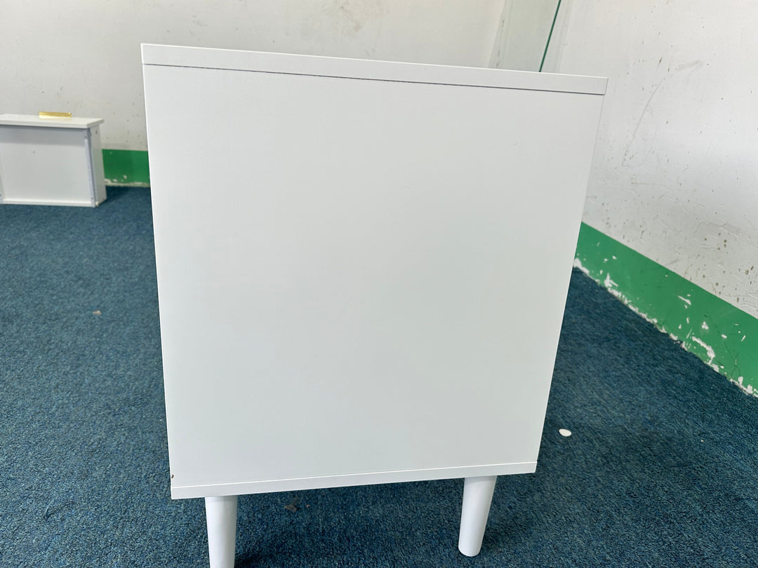 22.8" White Modern Nightstand with Drawer, Gold Accent