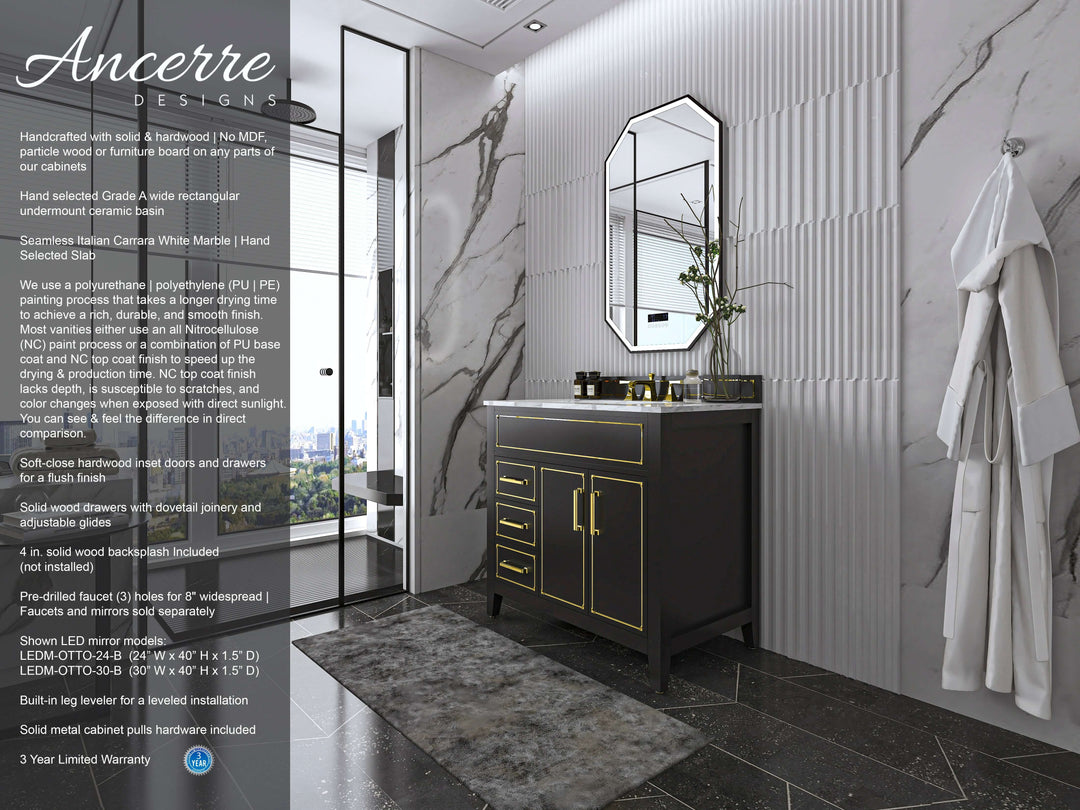 Aspen Handcrafted Birch Vanity with Marble Top & Steel Trims