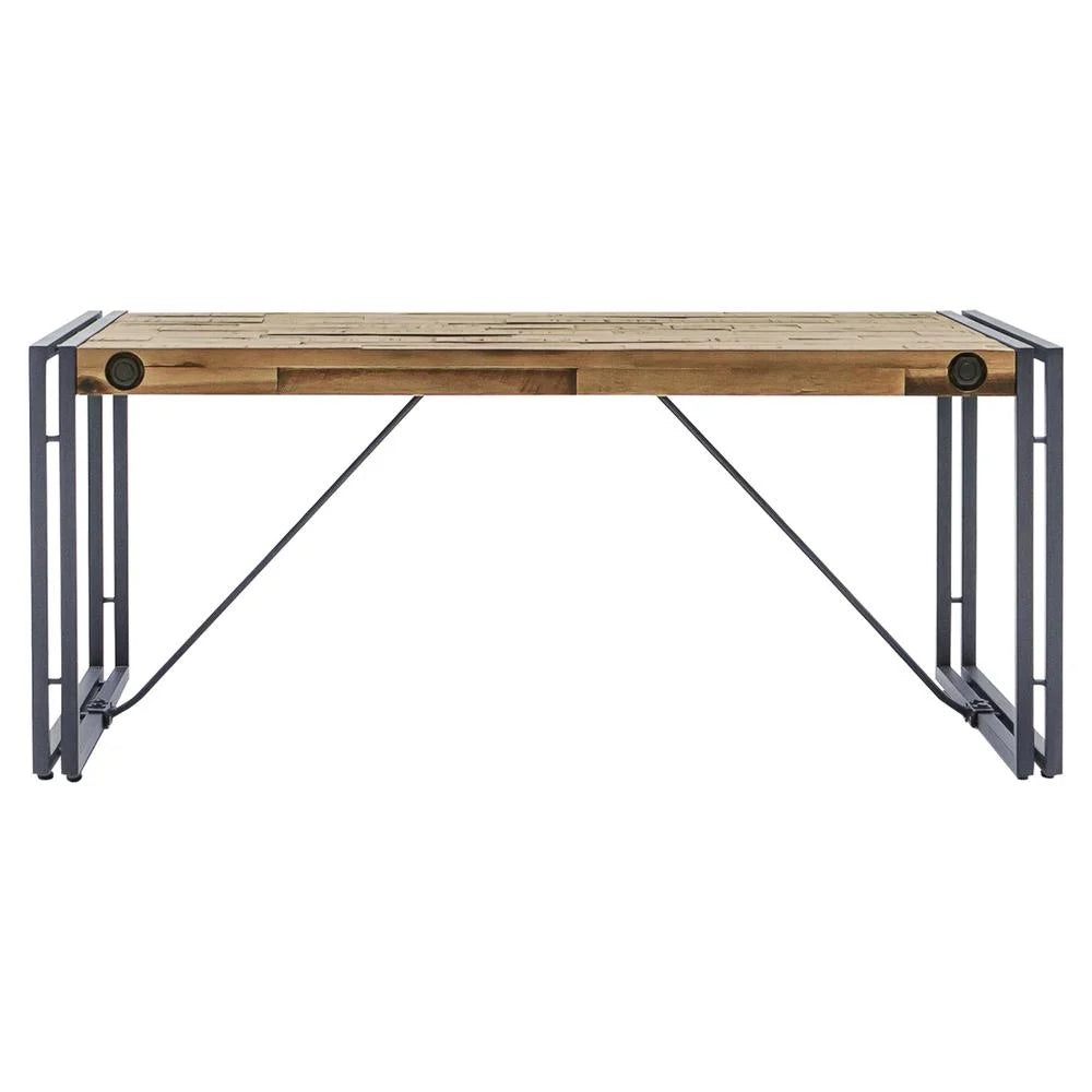 Austen Acacia Wood Coffee Table – Natural Finish with Steel Grey Frame & Industrial Accents