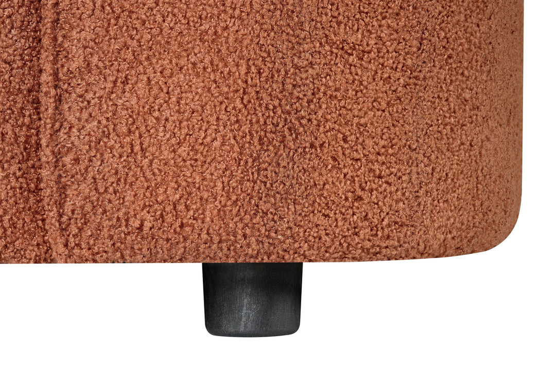 87" Orange Curved Bouclé Sofa, Modern 3-Seater