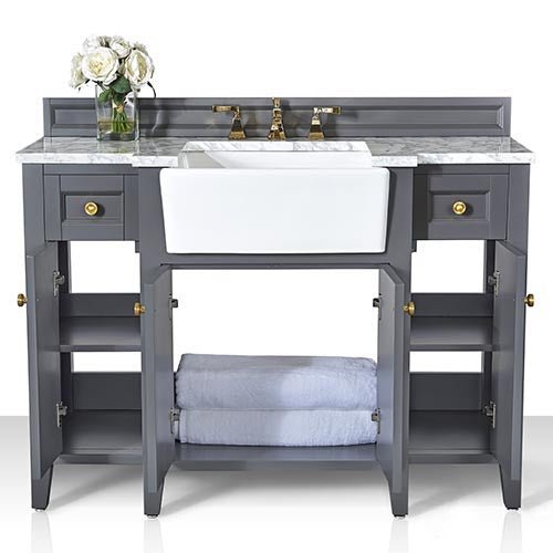 Adeline Farmhouse Vanity with Carrara Marble Top & Apron Sink