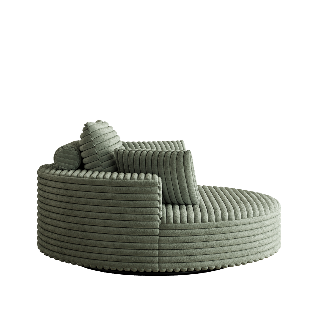 55" Green Corduroy Swivel Chair with Neck Pillow