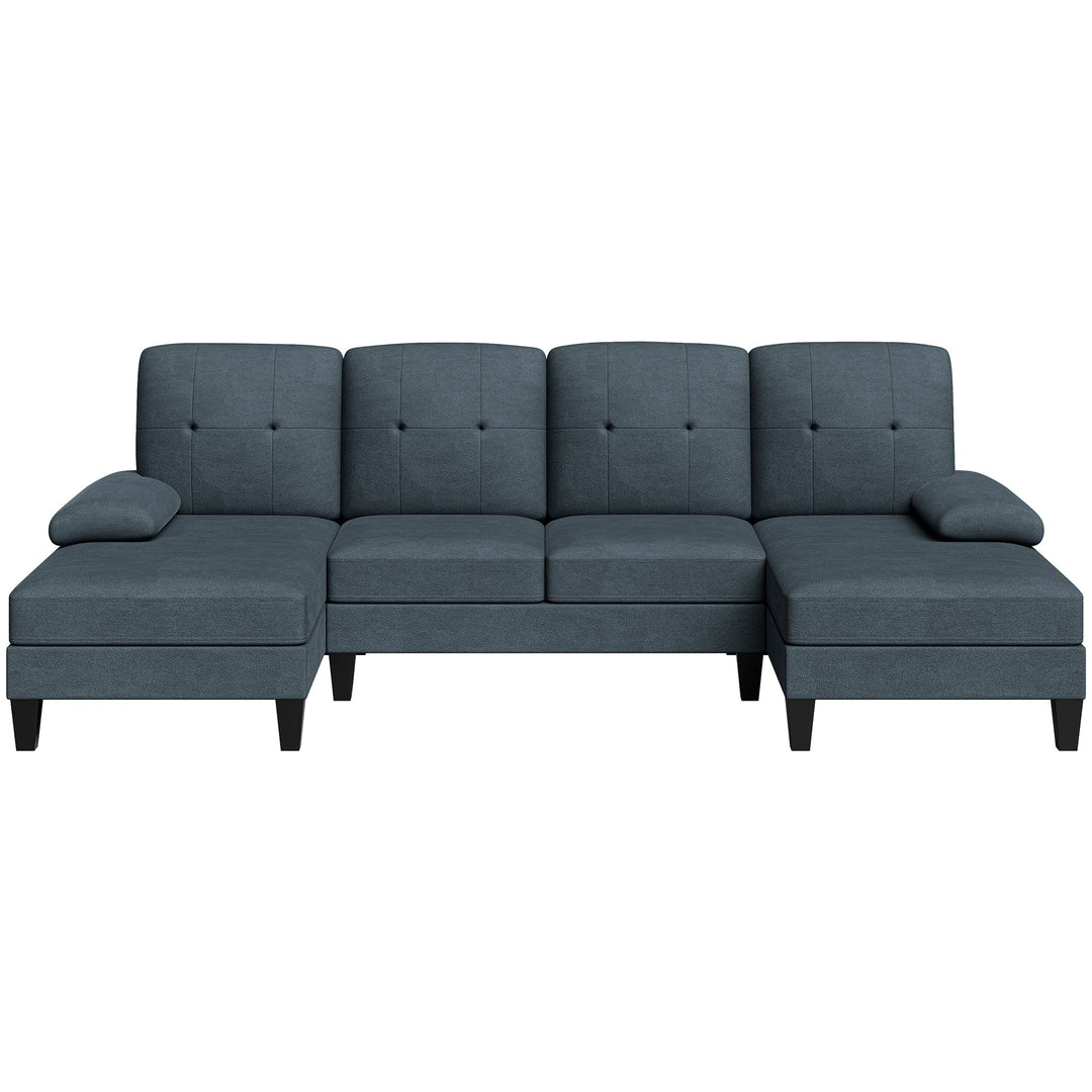 106" U-Shaped 4-Seat Modern Sectional Sofa with Double Chaises – Linen Upholstery