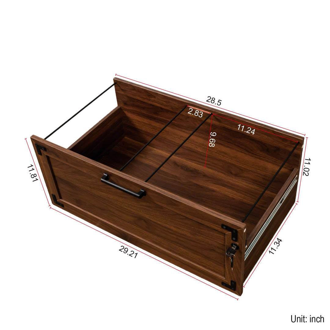 2-Drawer Farmhouse File Cabinet with Lock, Walnut