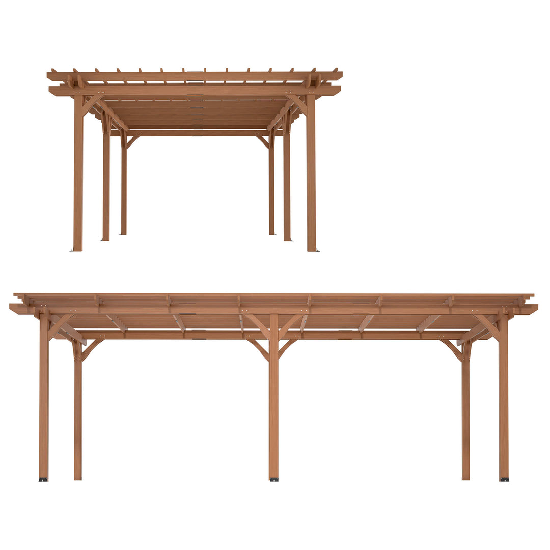 12x16FT Outdoor Wooden Waterproof Grape Gazebo in Brown