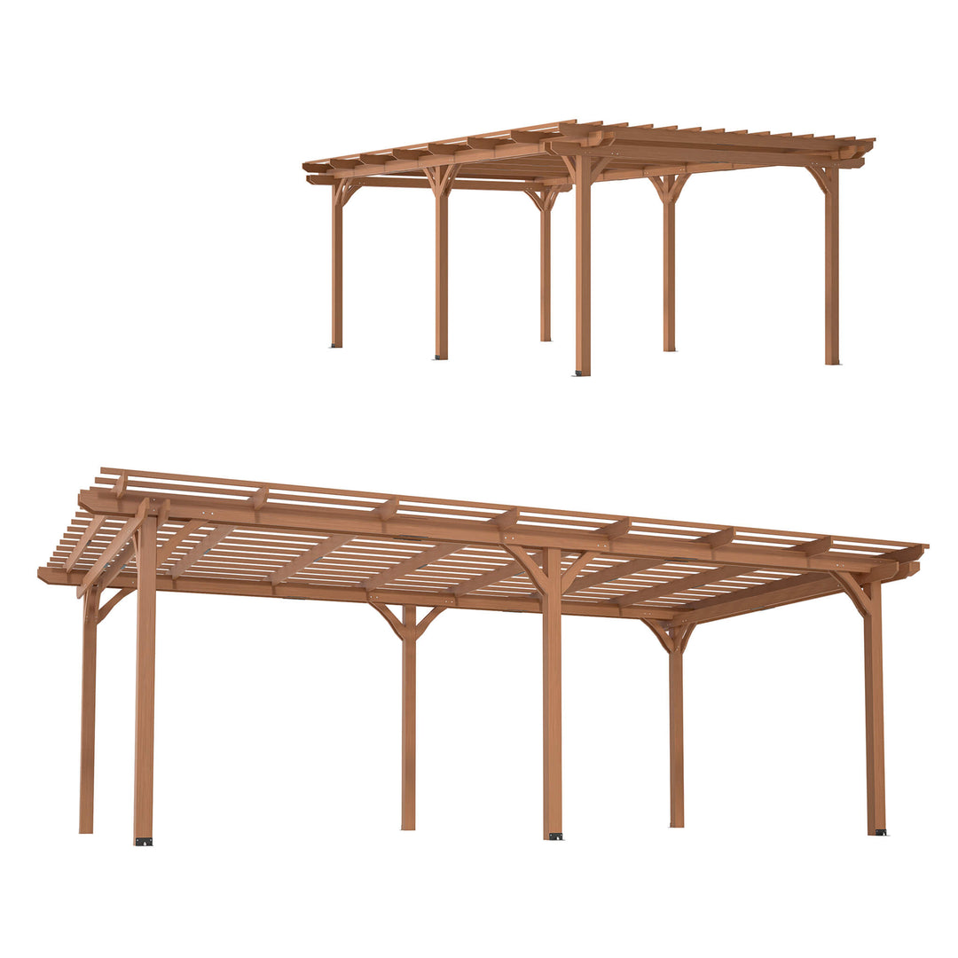 12x16FT Outdoor Wooden Waterproof Grape Gazebo in Brown