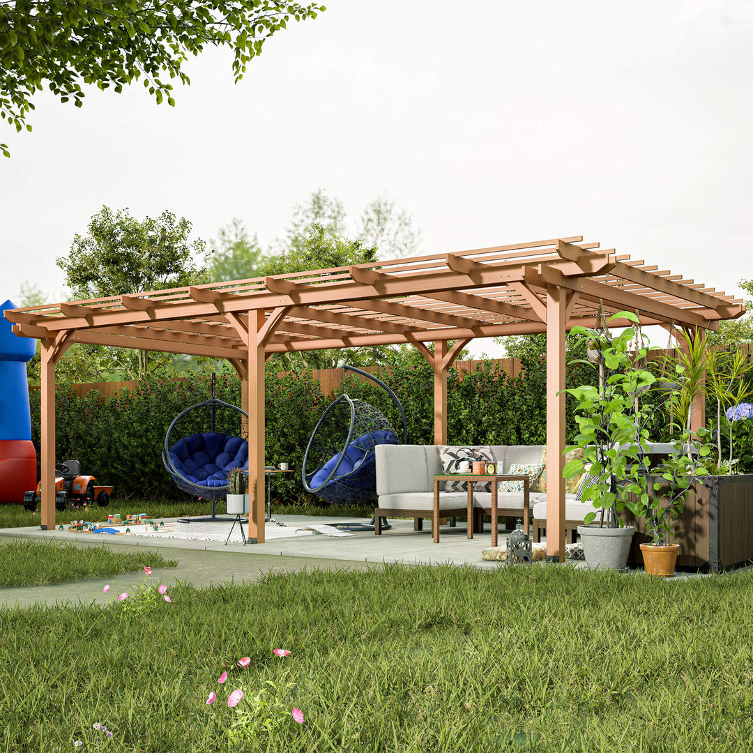 12x16FT Outdoor Wooden Waterproof Grape Gazebo in Brown