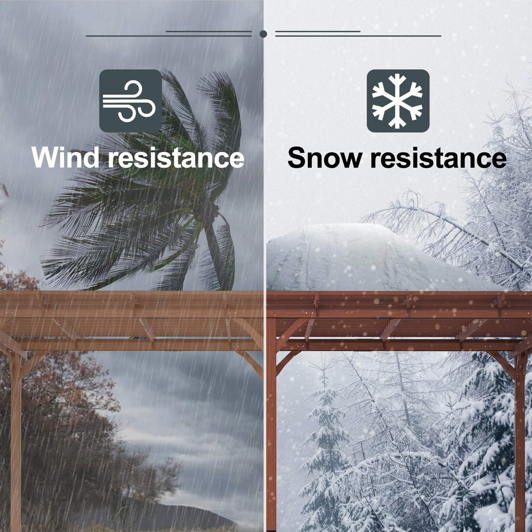 12x16FT Outdoor Wooden Waterproof Grape Gazebo in Brown