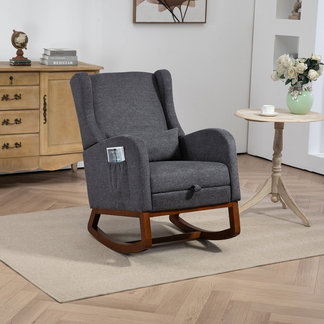 25.4" Modern Nursery Rocking Chair with Footrest, Charcoal