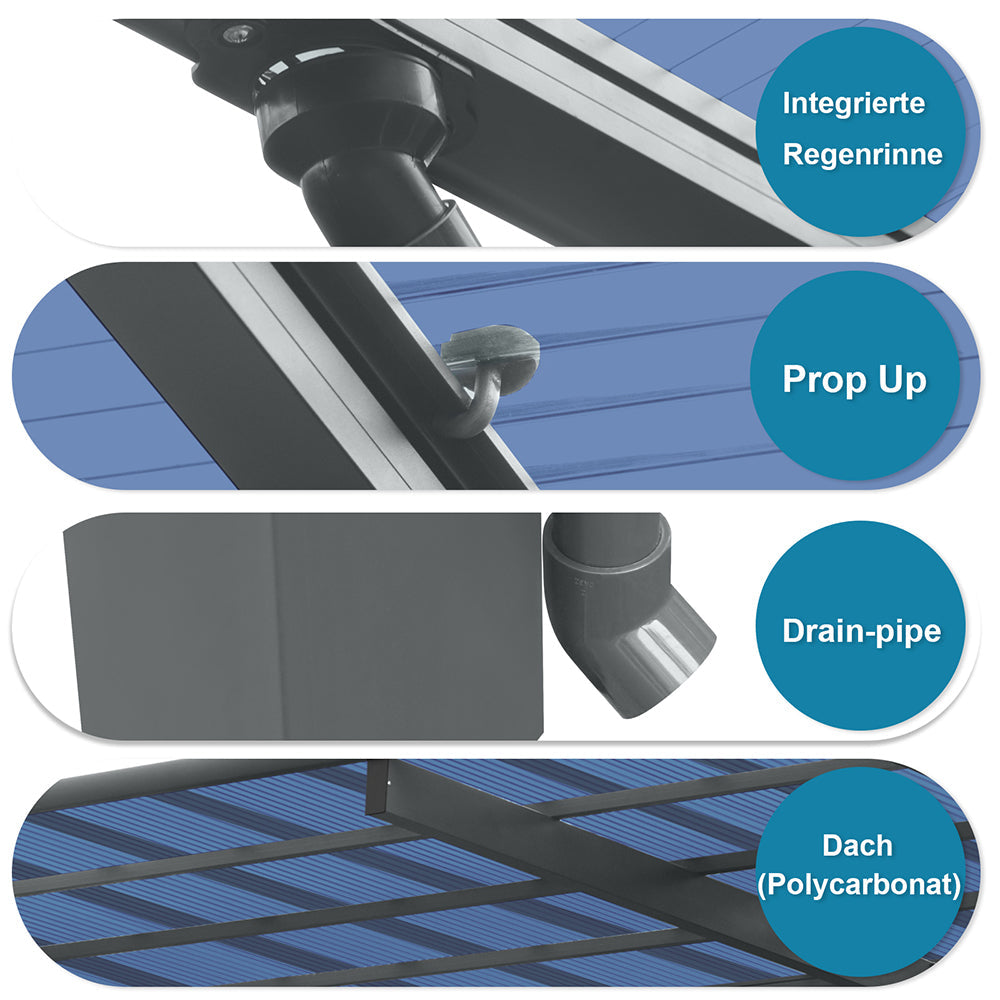 10x17FT Heavy-Duty Aluminum Carport | Galvanized Steel Roof | Single-Side Rustproof Outdoor Shelter