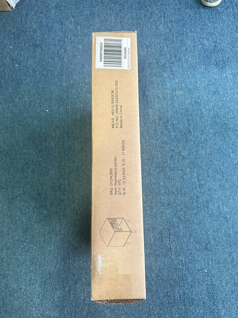 22.8" White Modern Nightstand with Drawer, Gold Accent