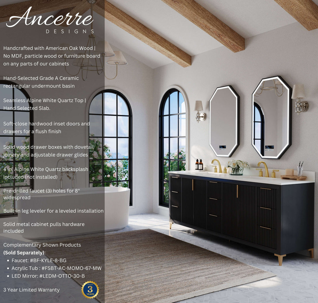 Turlington Oak Vanity with White Quartz Top & Gold Hardware