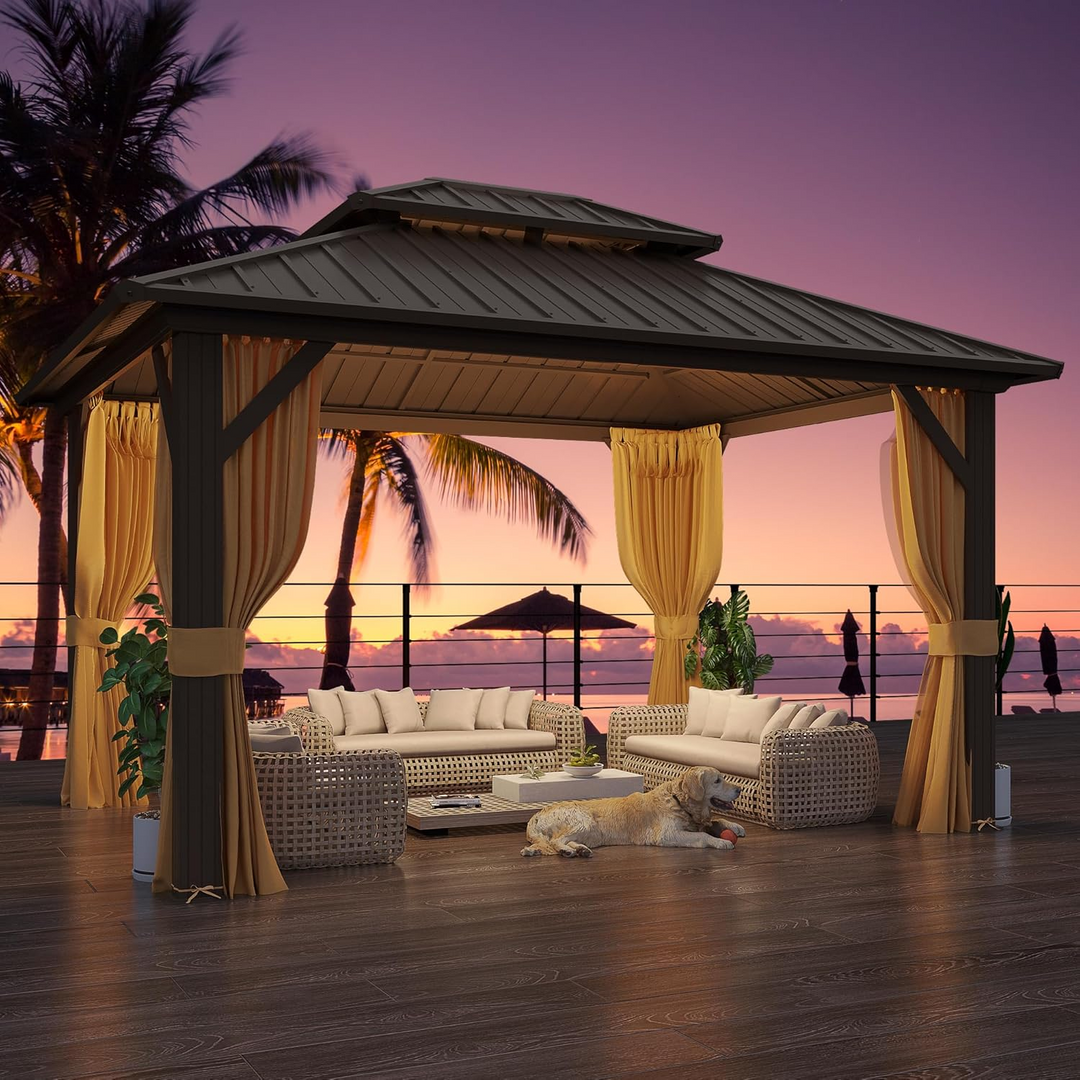 10X12 Hardtop Grill Gazebo with Netting and Sides