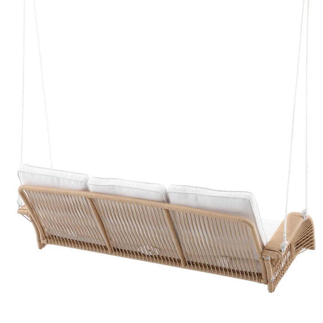 Lucca Wicker Porch Swing with Cushions – Natural Rope & Olefin Fabric
