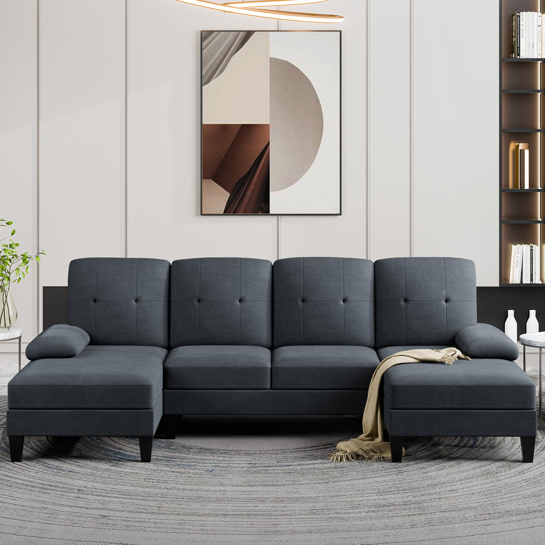 106" U-Shaped 4-Seat Modern Sectional Sofa with Double Chaises – Linen Upholstery