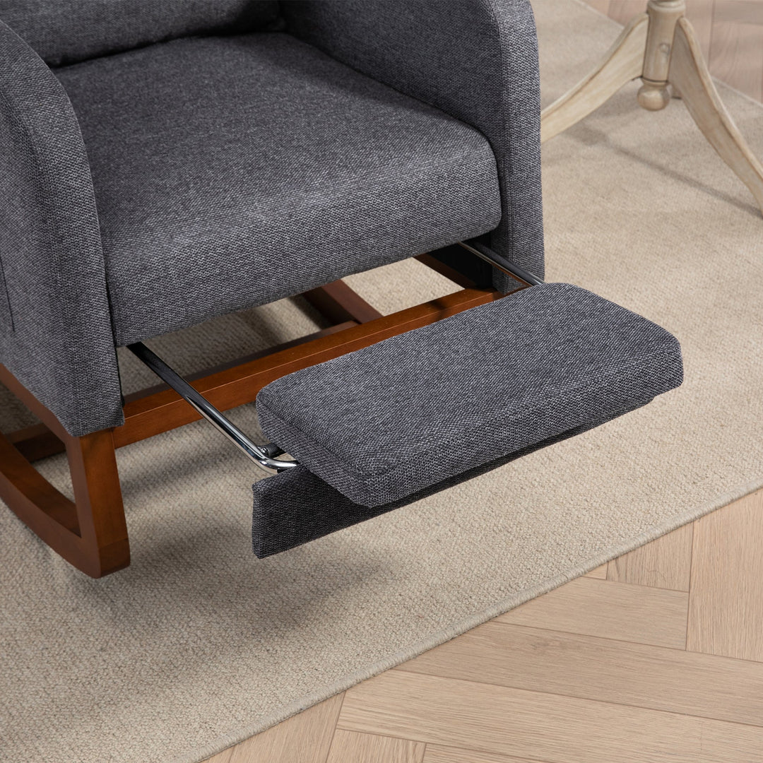 25.4" Modern Nursery Rocking Chair with Footrest, Charcoal