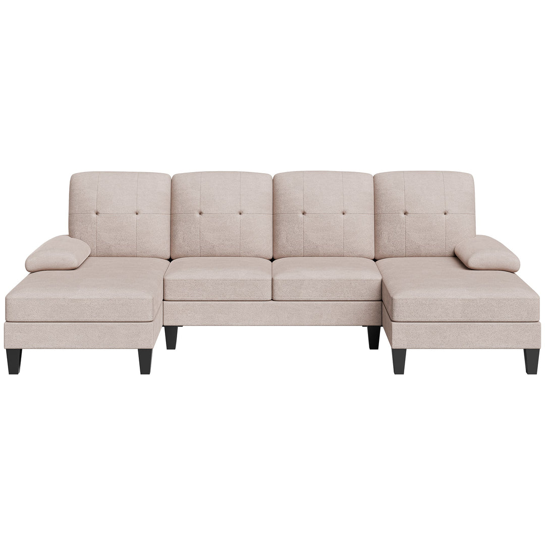 106" U-Shaped 4-Seat Modern Sectional Sofa with Double Chaises – Linen Upholstery