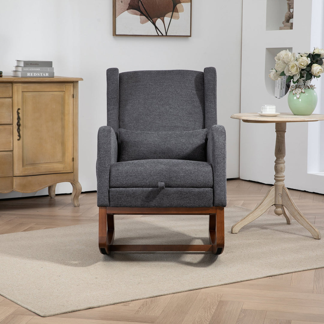 25.4" Modern Nursery Rocking Chair with Footrest, Charcoal