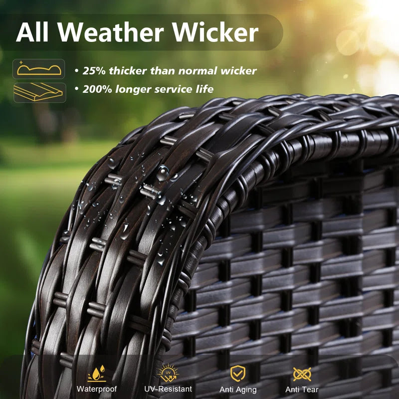 Peridot 72.83" Outdoor Patio Sofa – 3-Piece Wicker Conversation Seating with Washable Cushions