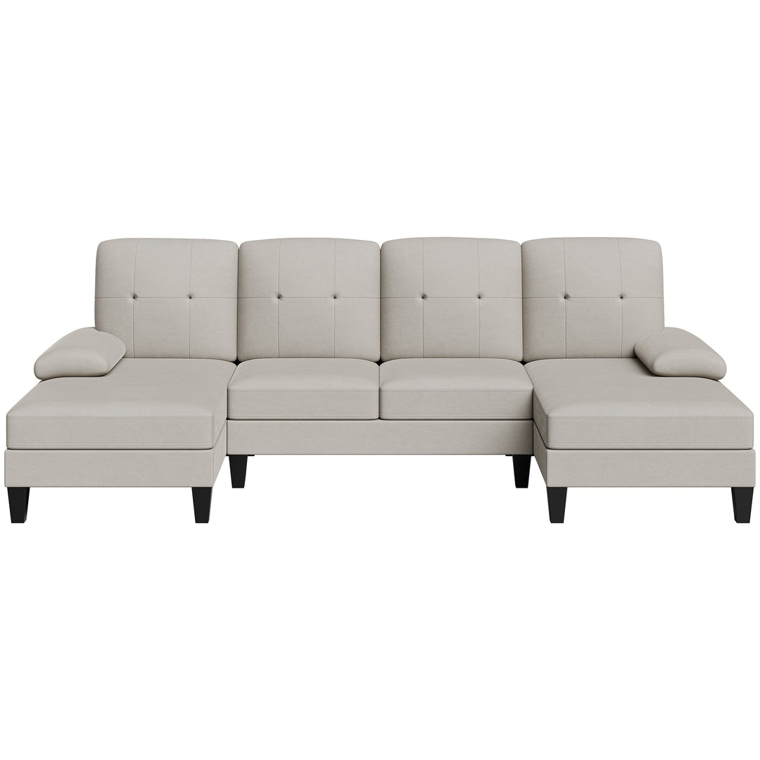 106" U-Shaped 4-Seat Modern Sectional Sofa with Double Chaises – Linen Upholstery