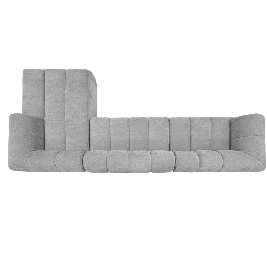 122" Gray L-Shaped Sectional Sofa with Chaise, Fully Assembled